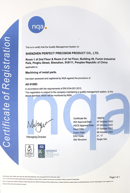 Cina Shenzhen Perfect Precision Product Co., Ltd. Certificazioni